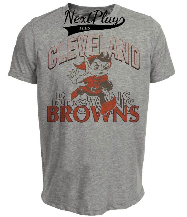 Cleveland Browns Retro Elf Mascot Football Artwork Heather Gray Sublimated T-Shirt