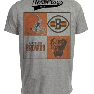 Cleveland Browns Retro Mascot Football Artwork Heather Gray Sublimated T-Shirt