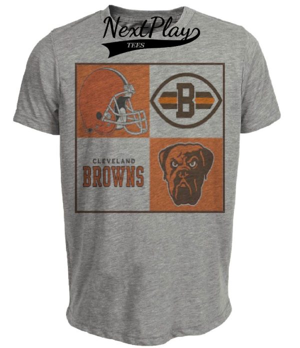 Cleveland Browns Retro Mascot Football Artwork Heather Gray Sublimated T-Shirt
