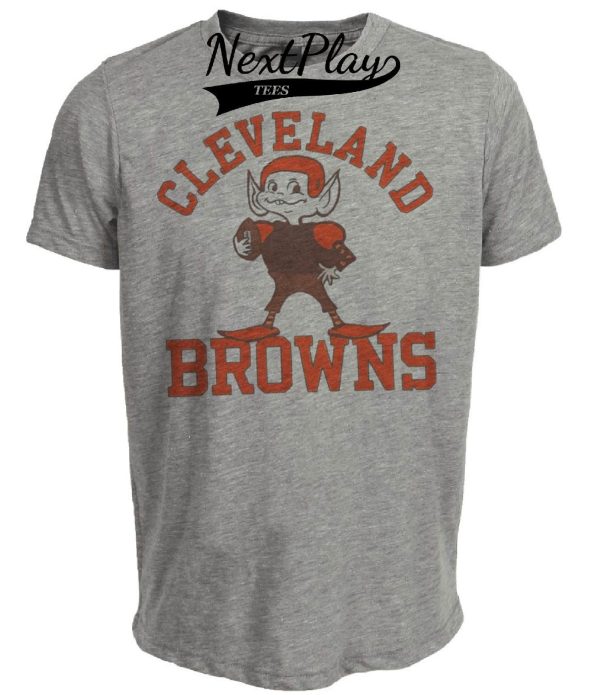 Cleveland Browns Retro Mascot Football Artwork Heather Gray Sublimated T-Shirt