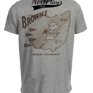 Cleveland Browns Retro World Champions Football 1964 Artwork Heather Gray Sublimated T-Shirt