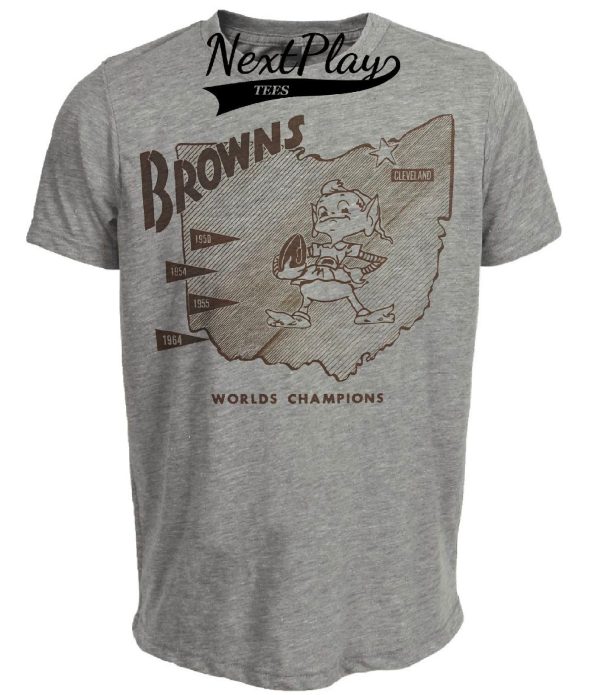 Cleveland Browns Retro World Champions Football 1964 Artwork Heather Gray Sublimated T-Shirt