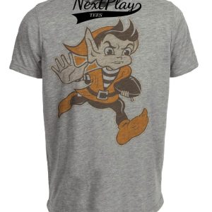 Cleveland Browns Retro Elf Mascot Football Artwork Heather Gray Sublimated T-Shirt