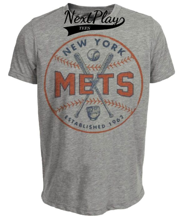 New York Mets Retro Baseball 1962 Artwork Heather Gray Sublimated T-Shirt