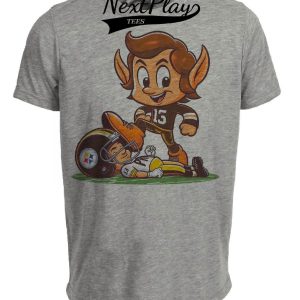Cleveland Browns vs. Pittsburgh Steelers Retro Rivalry Football Mascot 1985 Artwork Heather Gray Sublimated T-Shirt