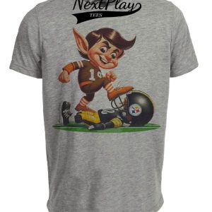 Cleveland Browns vs. Pittsburgh Steelers Retro Rivalry Football Mascot 1978 Artwork Heather Gray Sublimated T-Shirt