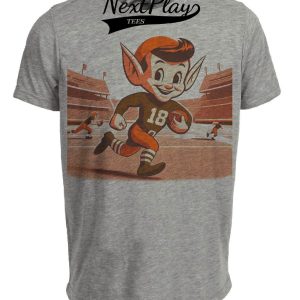 Cleveland Browns Retro Elf Mascot Football Artwork Heather Gray Sublimated T-Shirt