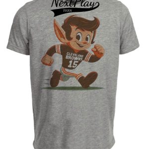 Cleveland Browns Retro Elf Mascot Football Artwork Heather Gray Sublimated T-Shirt