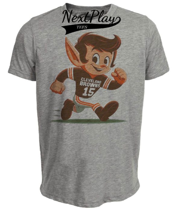 Cleveland Browns Retro Elf Mascot Football Artwork Heather Gray Sublimated T-Shirt