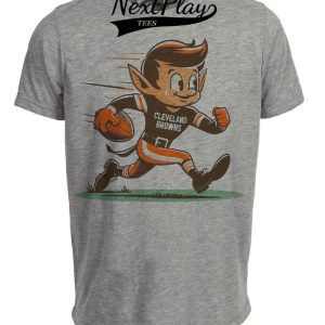 Cleveland Browns Retro Elf Mascot Football Artwork Heather Gray Sublimated T-Shirt
