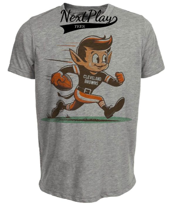 Cleveland Browns Retro Elf Mascot Football Artwork Heather Gray Sublimated T-Shirt