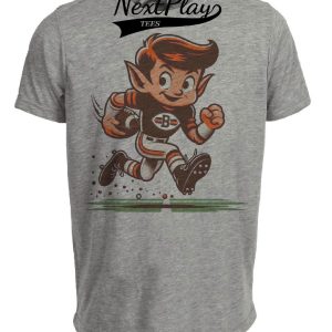 Cleveland Browns Retro Elf Mascot Football Artwork Heather Gray Sublimated T-Shirt