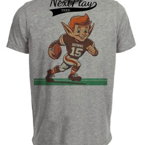 Cleveland Browns Retro Elf Mascot Football Artwork Heather Gray Sublimated T-Shirt