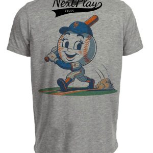 New York Mets Retro Lady Met Baseball Artwork Heather Gray Sublimated T-Shirt
