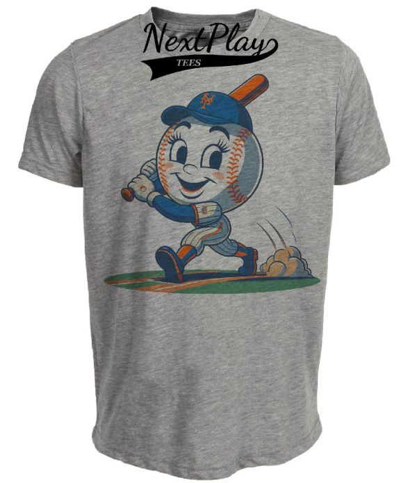 New York Mets Retro Lady Met Baseball Artwork Heather Gray Sublimated T-Shirt