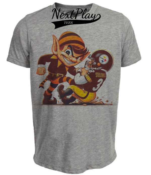 Cleveland Browns vs. Pittsburgh Steelers Retro Rivalry Football Mascot 1987 Artwork Heather Gray Sublimated T-Shirt
