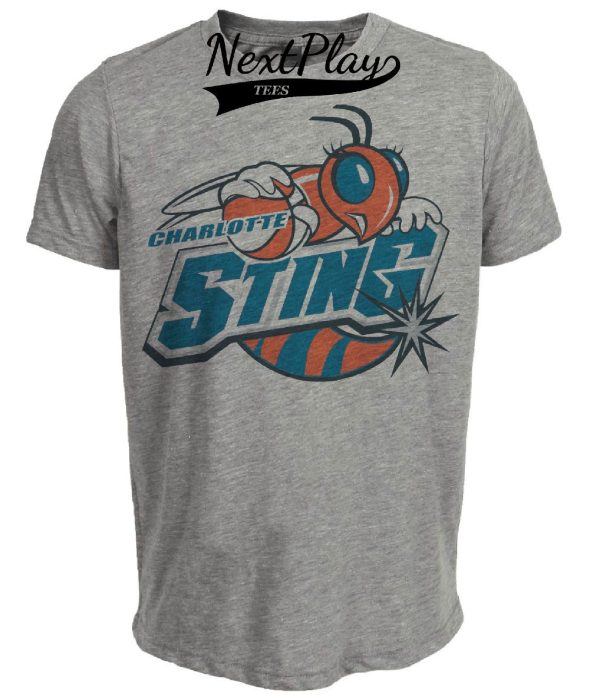Charlotte Sting Retro Basketball 2004 Artwork Heather Gray Sublimated T-Shirt