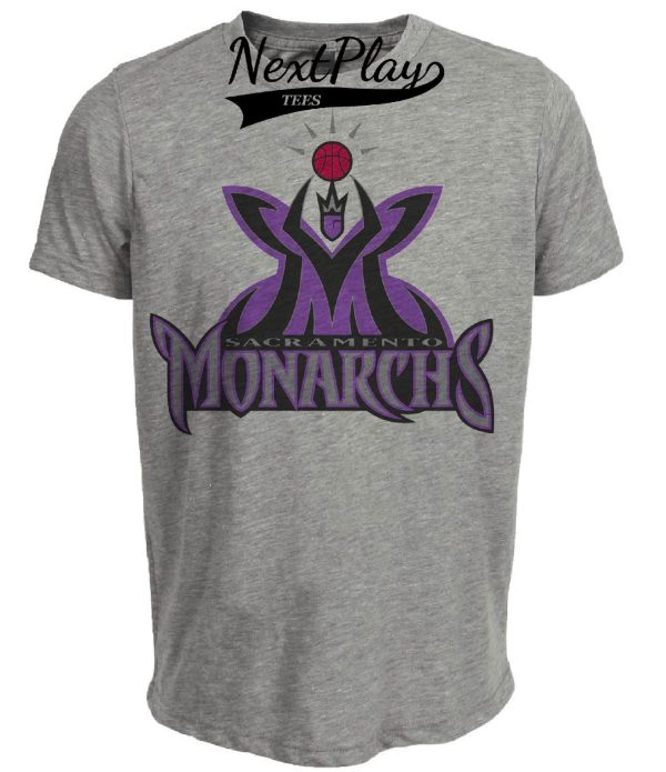 Sacramento Monarchs Retro Basketball 2000 Artwork Heather Gray Sublimated T-Shirt