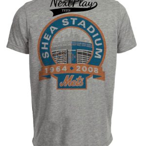 New York Mets Retro Shea Stadium Baseball 1964 Artwork Heather Gray Sublimated T-Shirt