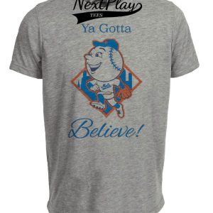 New York Mets Retro Mr. Met Believe Baseball 1968 Artwork Heather Gray Sublimated T-Shirt