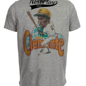 Pittsburgh Pirates Retro Roberto Clemente Baseball 1958 Artwork Heather Gray Sublimated T-Shirt