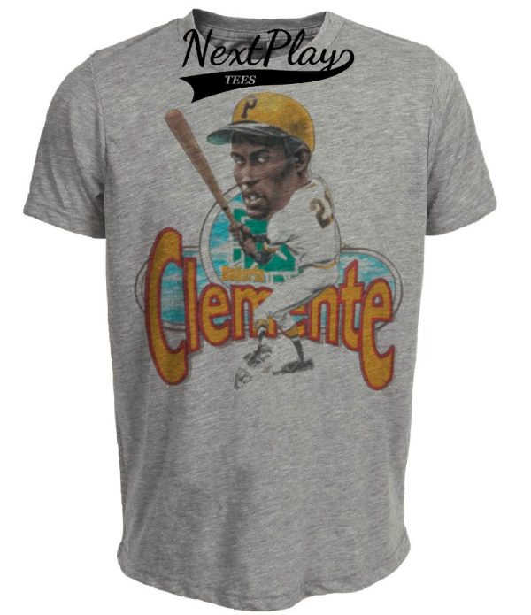 Pittsburgh Pirates Retro Roberto Clemente Baseball 1958 Artwork Heather Gray Sublimated T-Shirt