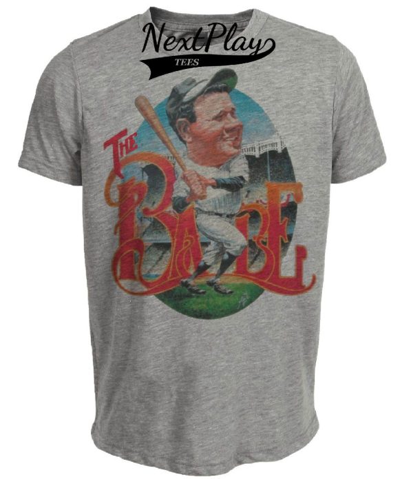 New York Yankees Retro Babe Ruth Baseball 1925 Artwork Heather Gray Sublimated T-Shirt