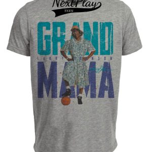 Charlotte Hornets Retro GrandMama Larry Johnson Basketball 1989 Artwork Heather Gray Sublimated T-Shirt