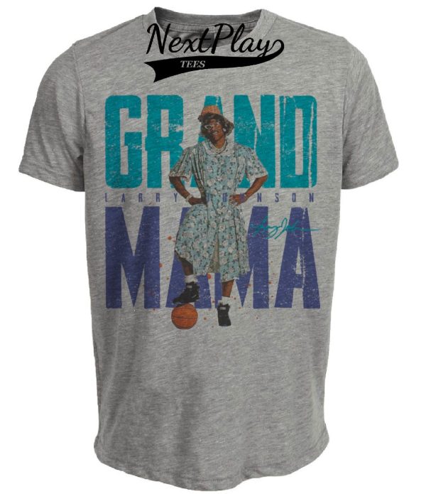 Charlotte Hornets Retro GrandMama Larry Johnson Basketball 1989 Artwork Heather Gray Sublimated T-Shirt