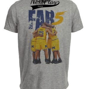 Michigan Wolverines Retro Fab Five 1992 Artwork Heather Gray Sublimated T-Shirt