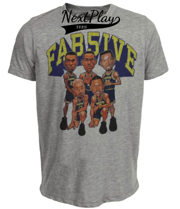 Michigan Wolverines Retro Fab Five 1991 Artwork Heather Gray Sublimated T-Shirt