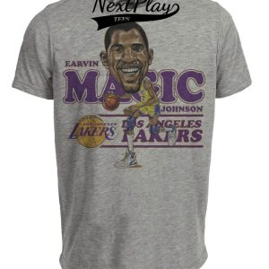 Los Angeles Lakers Retro Magic Johnson Basketball 1985 Artwork Heather Gray Sublimated T-Shirt