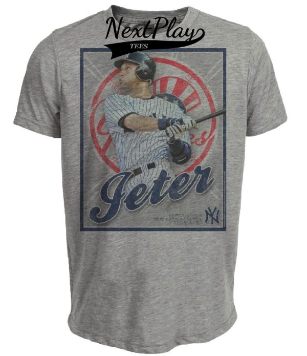 New York Yankees Retro Derek Jeter Baseball 1993 Artwork Heather Gray Sublimated T-Shirt