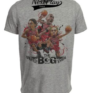 Chicago Bulls Retro Big 3 Jordan Pippen Rodman Basketball 1991 Artwork Heather Gray Sublimated T-Shirt