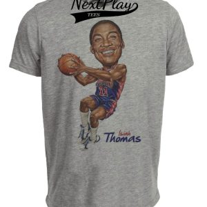 Detroit Pistons Retro Isiah Thomas Basketball 1989 Artwork Heather Gray Sublimated T-Shirt