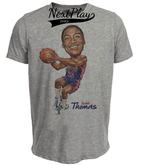 Detroit Pistons Retro Isiah Thomas Basketball 1989 Artwork Heather Gray Sublimated T-Shirt