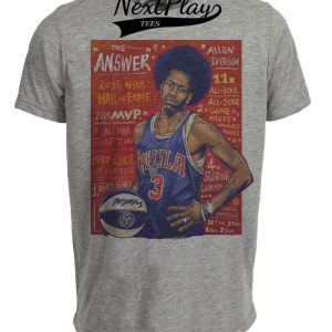 Philadelphia 76ers Retro Allen Iverson Basketball 1996 Artwork Heather Gray Sublimated T-Shirt