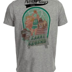 Boston Celtics Retro Larry Bird Basketball 1985 Artwork Heather Gray Sublimated T-Shirt