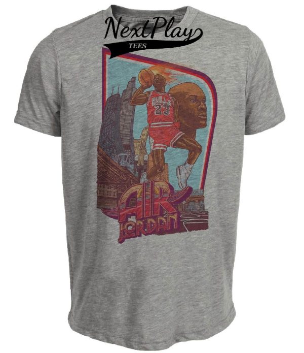 Chicago Bulls Retro Michael Air Jordan Basketball 1986 Artwork Heather Gray Sublimated T-Shirt