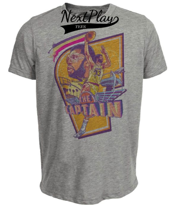 Los Angeles Lakers Retro Kareem Abdul-Jabbar Basketball 1983 Artwork Heather Gray Sublimated T-Shirt
