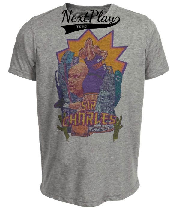 Phoenix Suns Retro Sir Charles Barkley Basketball 1992 Artwork Heather Gray Sublimated T-Shirt