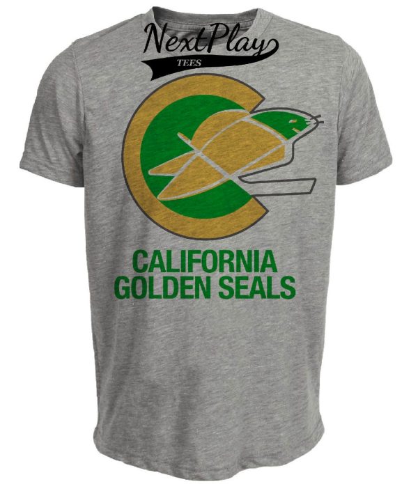 California Golden Seals Retro Hockey 1970 Artwork Heather Gray Sublimated T-Shirt