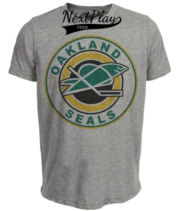 California Oakland Golden Seals Retro Hockey 1969 Artwork Heather Gray Sublimated T-Shirt