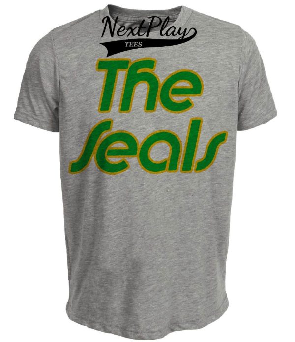 California Oakland Golden Seals Retro Hockey 1973 Artwork Heather Gray Sublimated T-Shirt