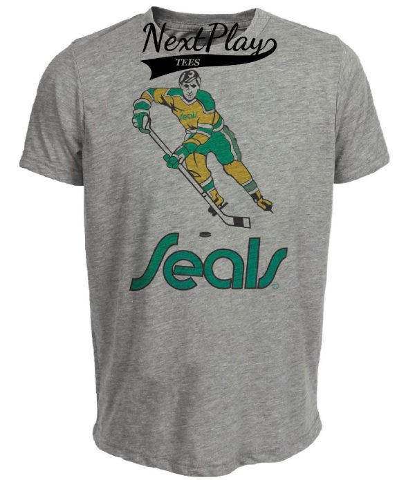 California Golden Seals Retro Hockey 1974 Artwork Heather Gray Sublimated T-Shirt