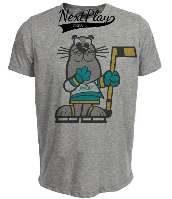 California Golden Seals Retro Sparky Mascot Hockey 1973 Artwork Heather Gray Sublimated T-Shirt