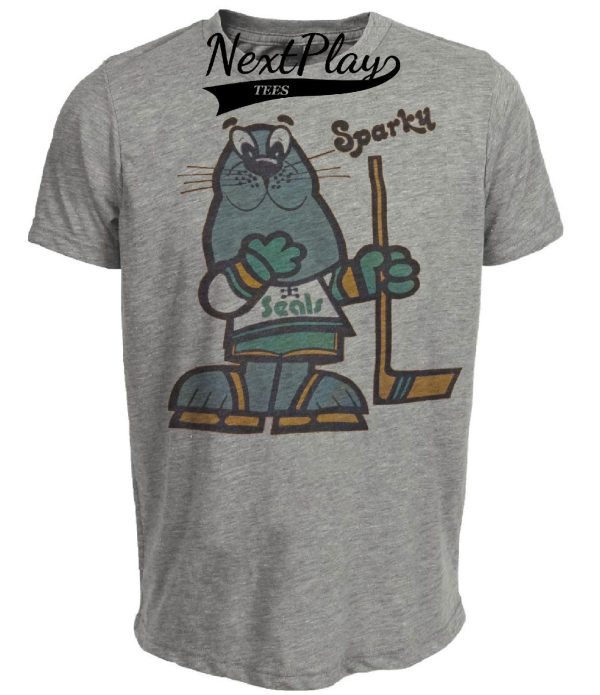 California Golden Seals Retro Sparky Mascot Hockey 1971 Artwork Heather Gray Sublimated T-Shirt
