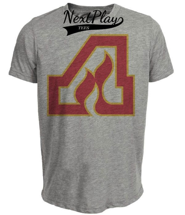 Atlanta Flames Retro Hockey 1973 Artwork Heather Gray Sublimated T-Shirt
