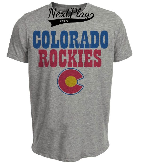 Colorado Rockies Retro Hockey 1977 Artwork Heather Gray Sublimated T-Shirt