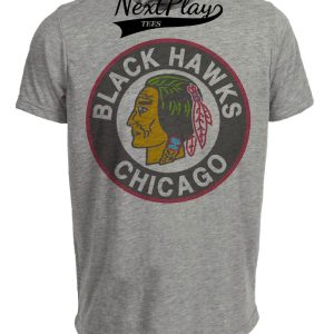 Chicago Black Hawks Retro Hockey 1941 Artwork Heather Gray Sublimated T-Shirt